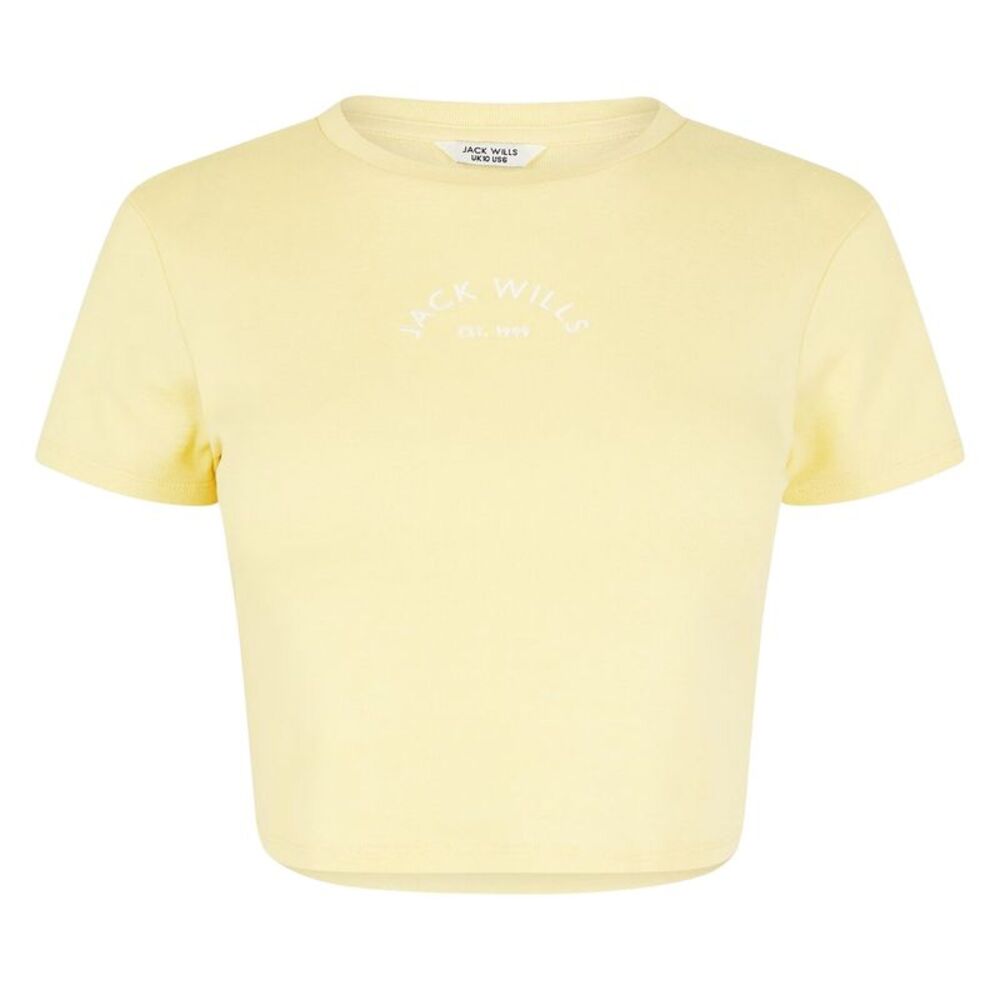 Jack Wills Womens/Ladies 1 Cotton Crop T-Shirt / Buttercream